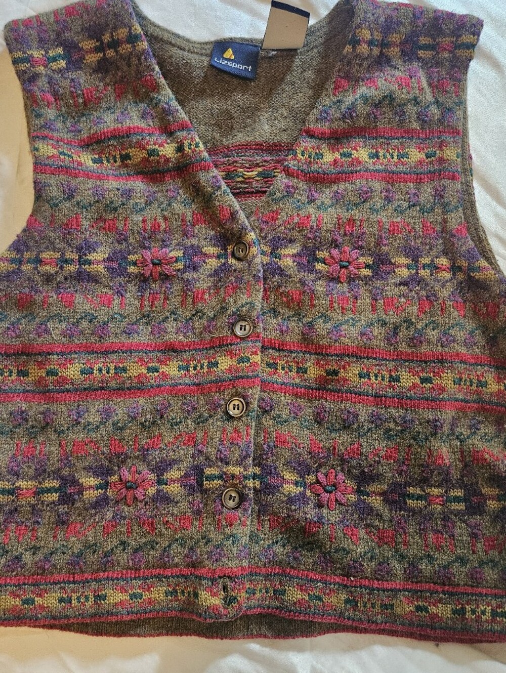 Eclectic Grandpa Vintage Liz Claiborne Wool Women's Vest Memdium